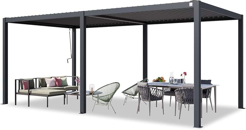 etezen - Pergola série acier/aluminium - 3x6 m - lames orientables