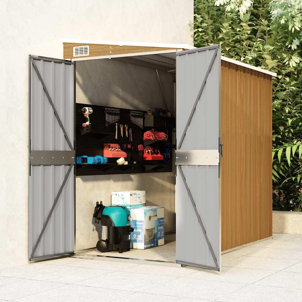 etezen Abri de Jardin Mural Marron 118x194x178 cm Acier galvanisé,Structures extérieures, Cabanes & abris de Jardin,316224
