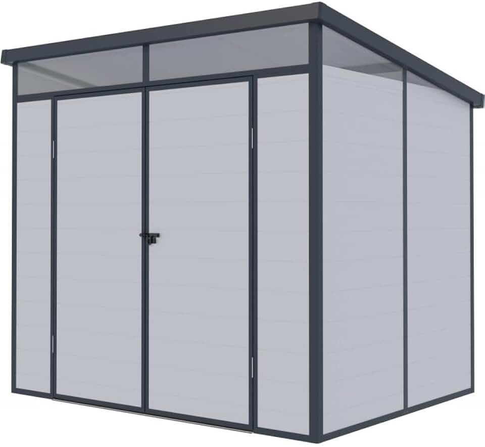 etezen – Abri de jardin résine 4,10m² toit plat, double porte, aluminium