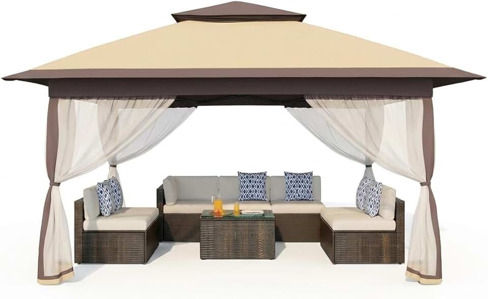 etezen Montage One-Push, Protection UV 50+ – Tonnelle Pliante 3x3 m avec moustiquaire – Toit Double, 4 Sacs de Sable, Hauteur réglable, étanche – Idéal Jardin, terrasse, Barbecue