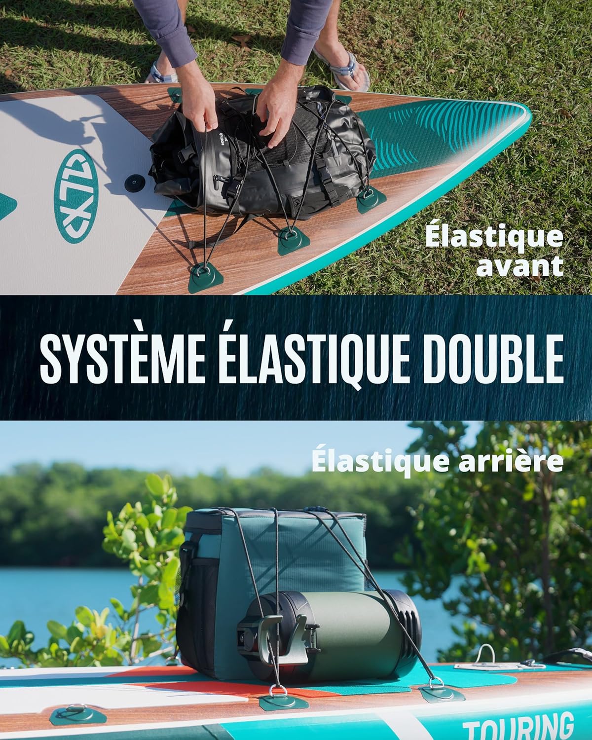 ZLX - Planche Touring - 350cm - Paddle gonflable, siège kayak, 180kg, longue distance