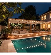 etezen Pergola Bioclimatique en Effet Bois Aluminium 3.5 x 8.5 m, Pergola avec LED, Tonnelle...