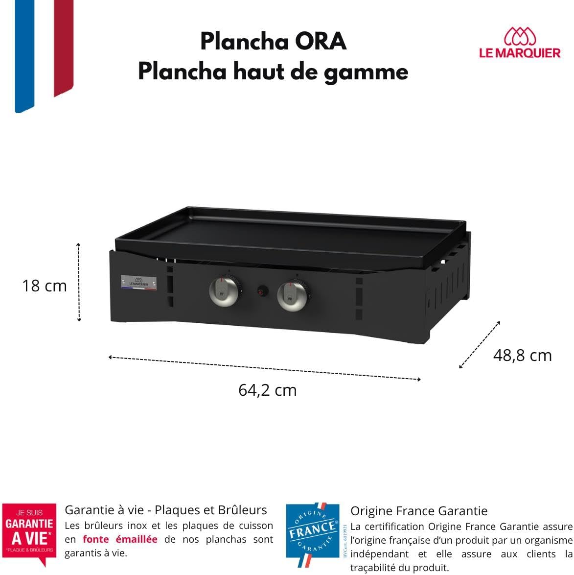 Marque - etezen Plancha Ora Gaz - 260 Noire - Plancha gaz robuste et compacte, surface de cuisson large.