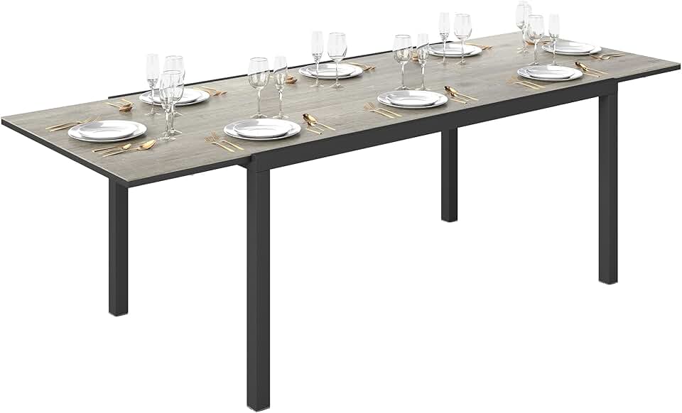 etezen - Table Extensible rectangulaire - 160/240 cm - aluminium, acier, 6-8 personnes