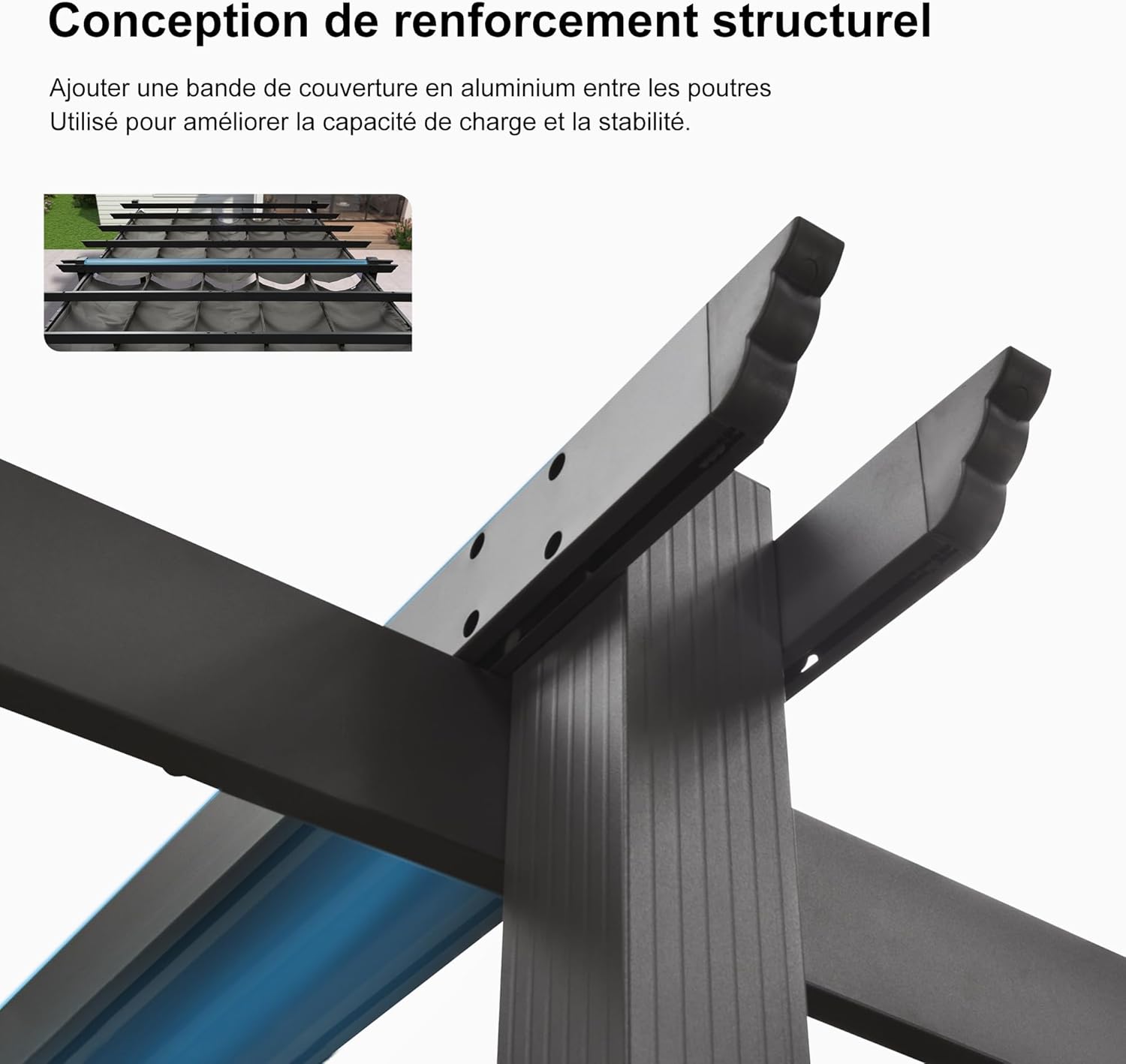 etezen - Pergola Aluminium 5.5 x 3.5 m - Éclairage LED intégré, toit rétractable, tissu teinté, structure résistant