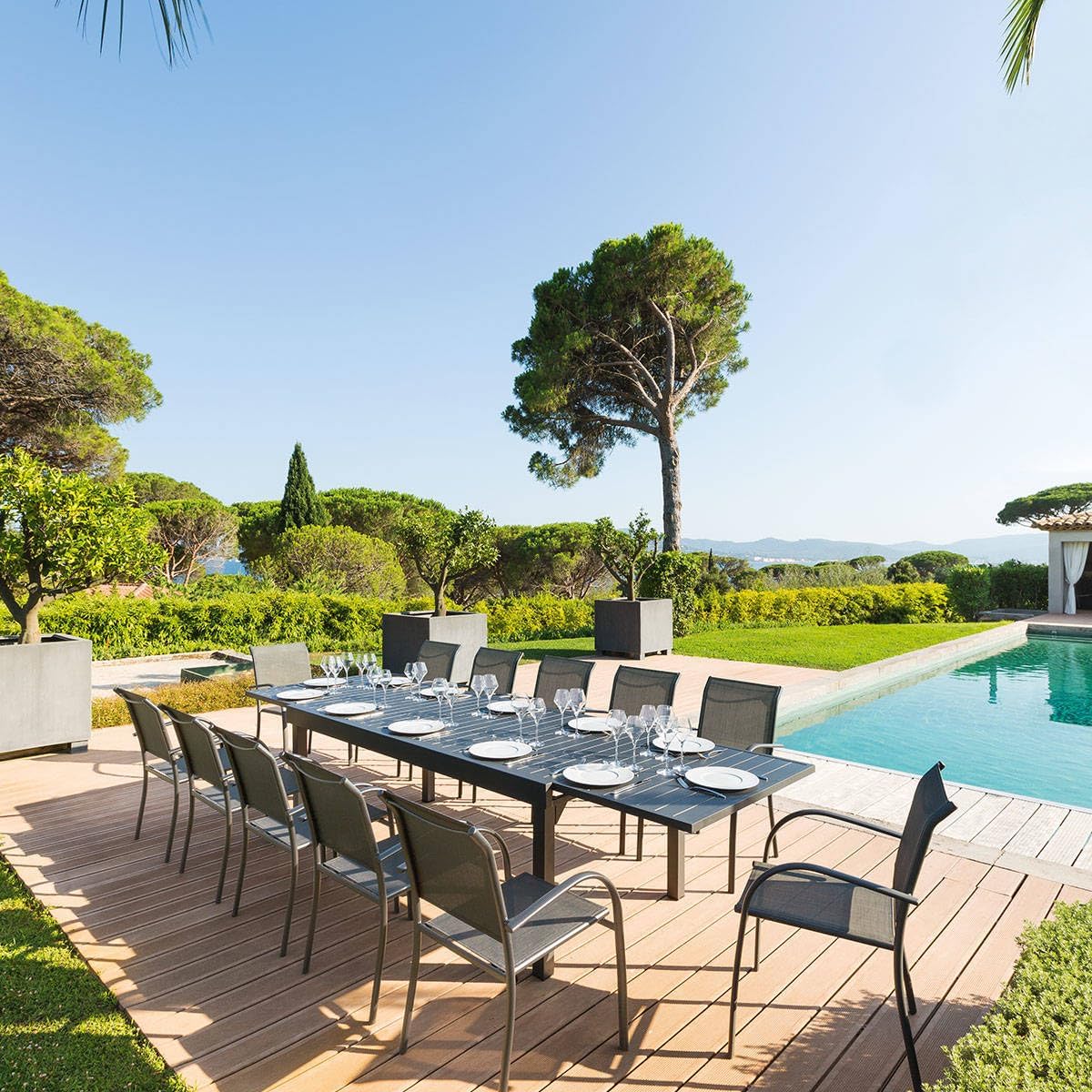 etezen - Piazza - 230/340x100 cm - table extensible 12 places, aluminium antirouille