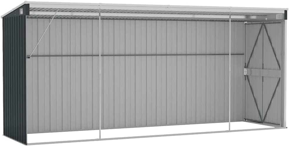 etezen Abri de Jardin Mural Anthracite 118x382x178 cm Acier,Structures extérieures, Cabanes & abris de Jardin,316231