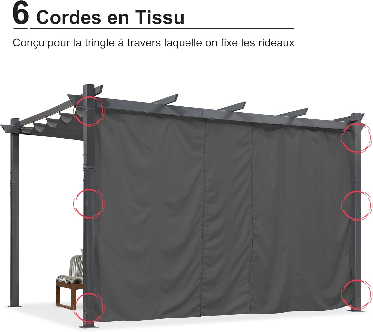 etezen - pergola aluminium série 4x3m rideau toit coulissant gris