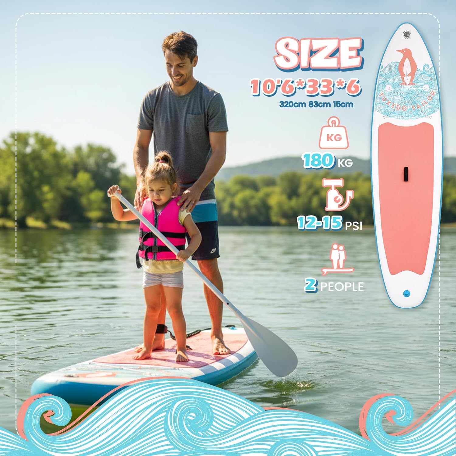 etezen - SUP gonflable adulte 320cm - stable, kit complet