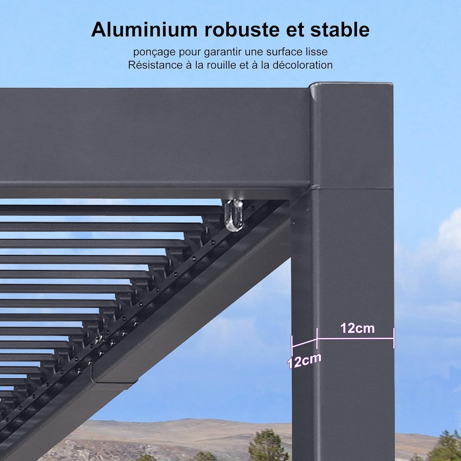etezen - pergola bioclimatique - 3,5x6,35m - aluminium, lames orientables, résistante intempéries