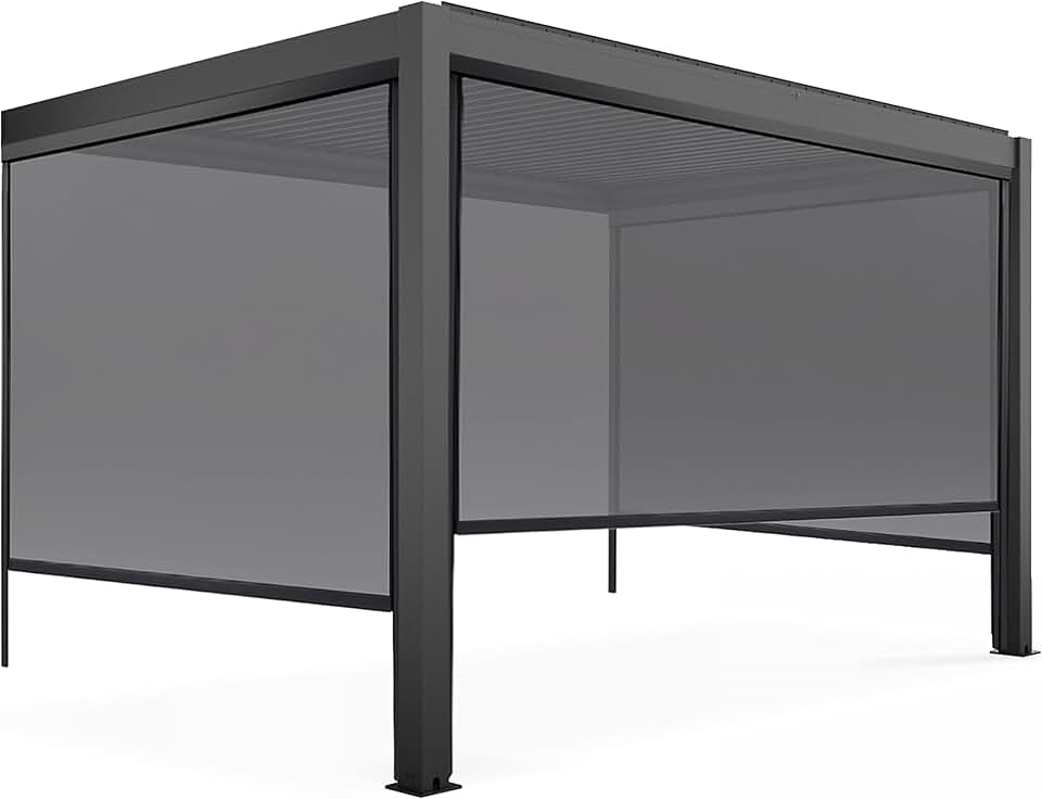 etezen - Pergola bioclimatique adossée - 3x4m - 3 stores gris