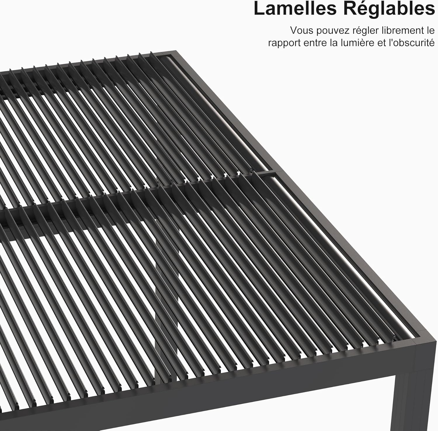 etezen - Pergola bioclimatique série aluminium - 4,6x3,3 m - lames orientables, éclairage intégré