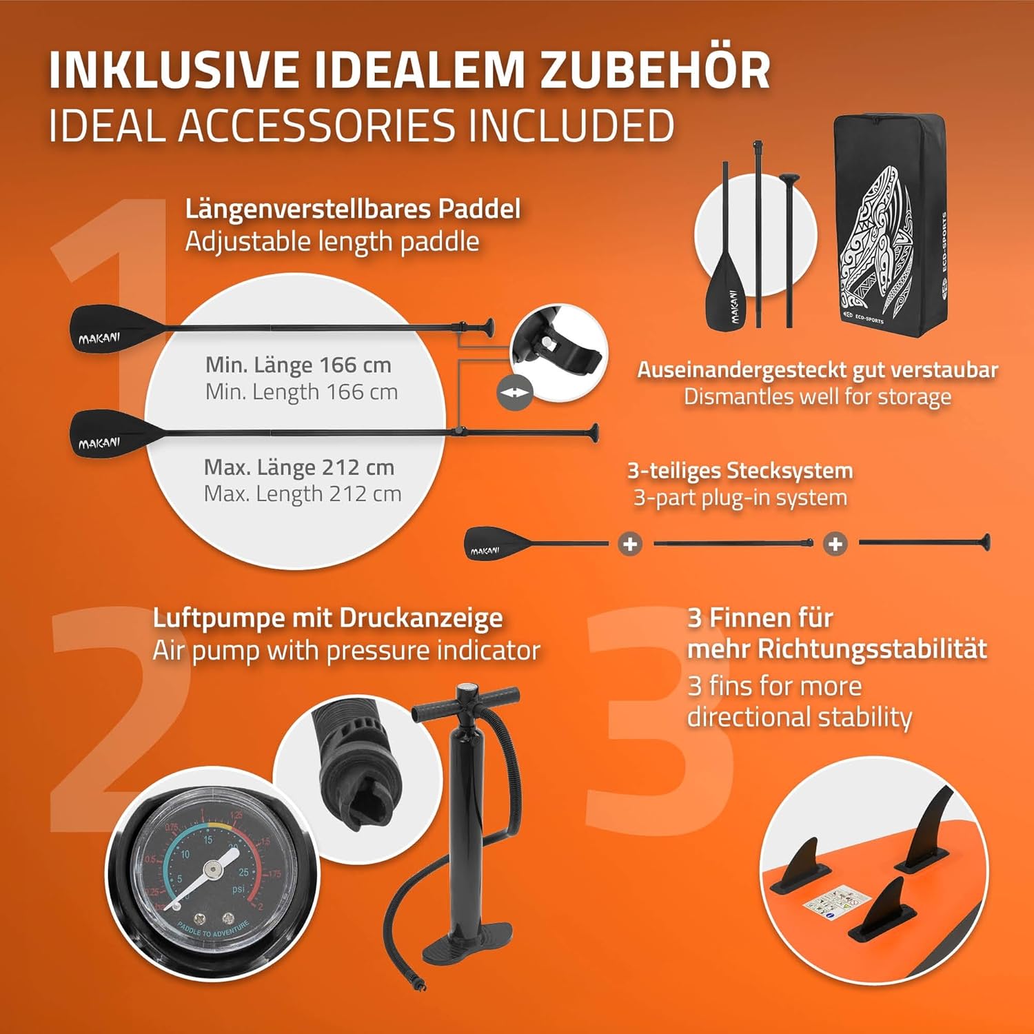 etezen - Stand Up Paddle Série - 305/308/320/380 cm - PVC, 120/150 kg, ép. 10/15 cm