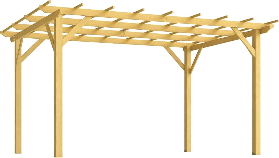 etezen - pergola jardin bois naturel - 3x4m - idéale vignes et fleurs