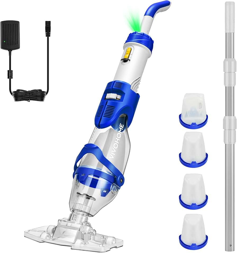 etezen - Aspirateur piscine sans fil - 250 cm - 4300 LPH, 2,6L, 75 min, 4 sacs filtres