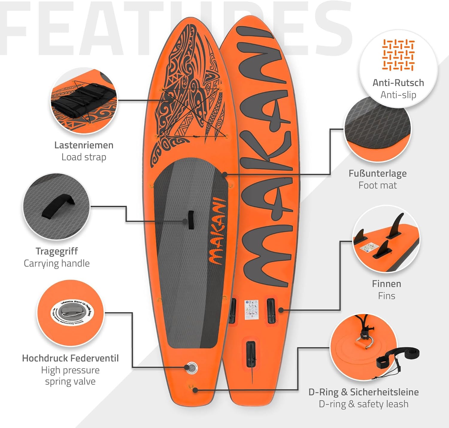 etezen - Stand Up Paddle Série - 305/308/320/380 cm - PVC, 120/150 kg, ép. 10/15 cm