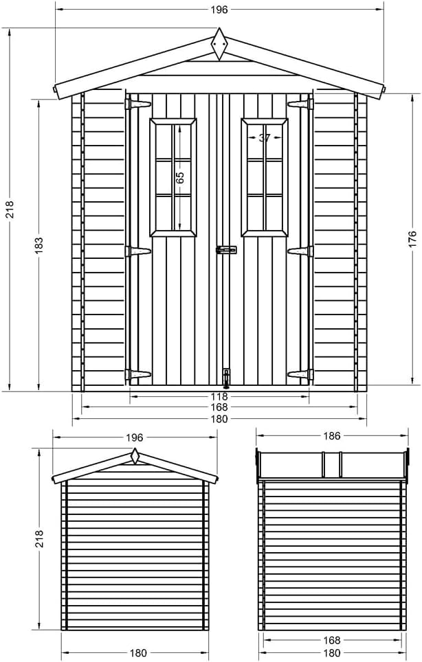 Abri de Jardin en Bois - Stockage extérieur I186xL196xH218 cm/ 2,82 m2 Petit abri à Outils, Local à vélos - etezen M320C