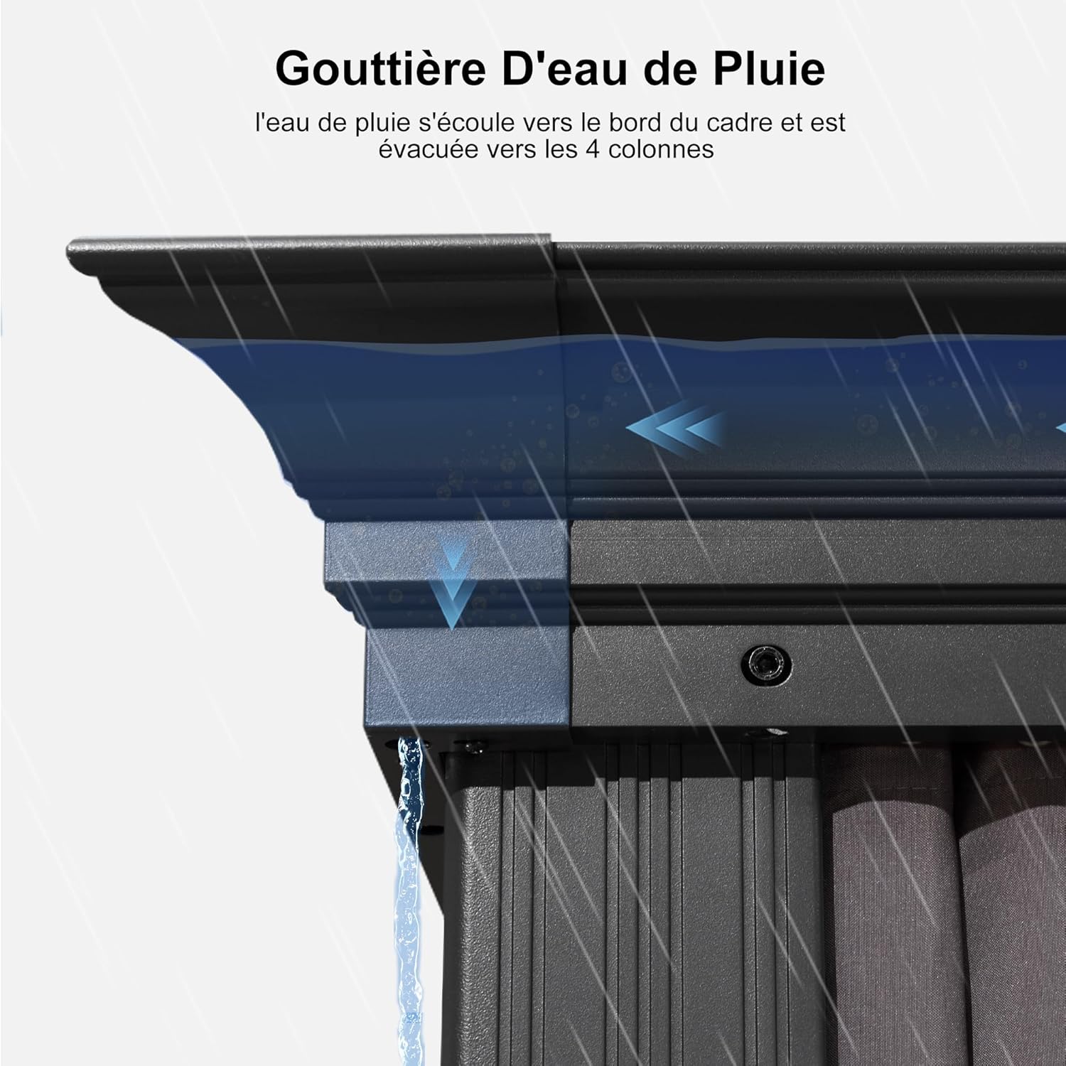 etezen - tonnelle double toit acier 4x4m, rideaux, moustiquaire