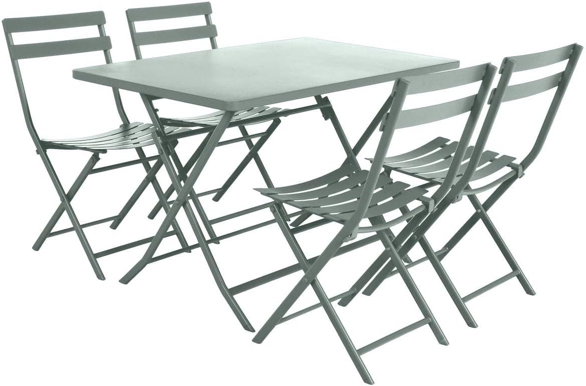 etezen - Greensboro - table pliante 4 places acier vert olive