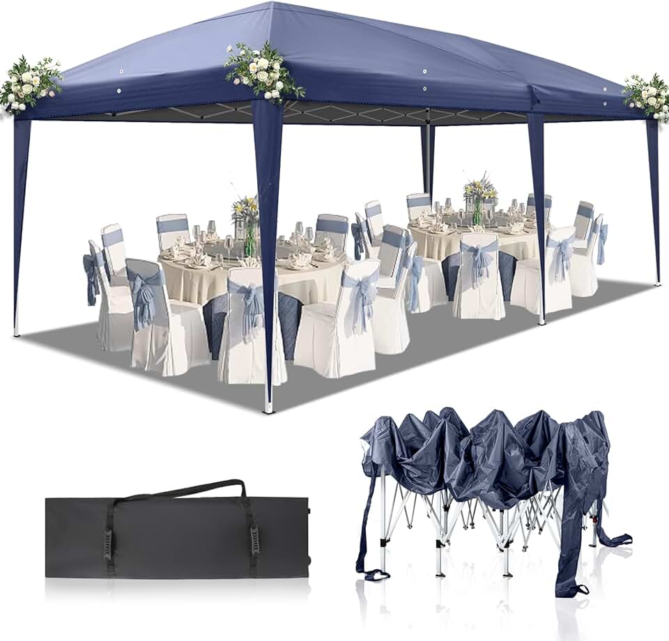 etezen Tonnelle de Jardin Pliante,3x6m,Imperméable,Pop-Up,3 Hauteurs Réglables, Protection UV 50+,Tente de Fête,Structure en Acier,pour Jardin,Fête,Bleu