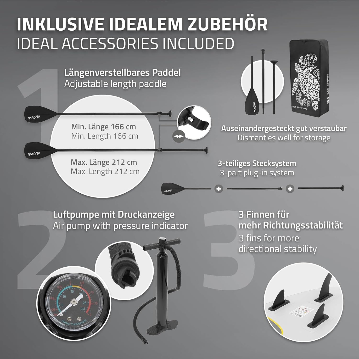 etezen - SUP gonflable série Stand Up - 305/308/320/380 cm - PVC, 120/150 kg, 10/15 cm d'épaisseur