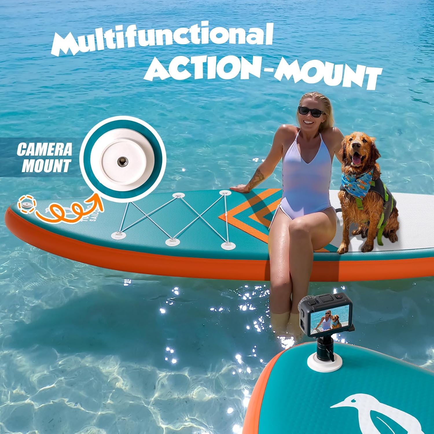 etezen Paddle Gonflable Adulte, Planche de Stand Up Paddle Gonflable, Sup Paddle Board Gonflable avec Accessoires Complets, Planche de Surf Paddle