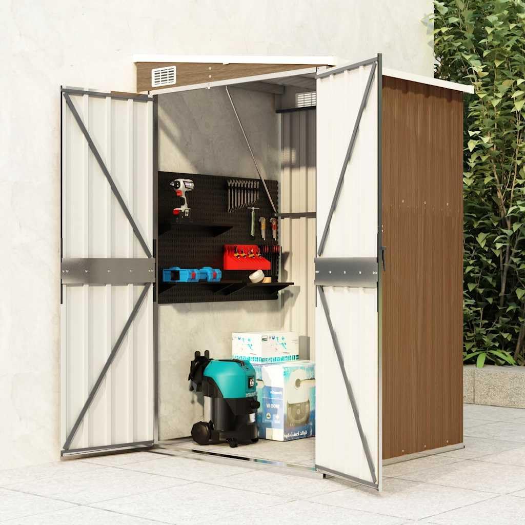 etezen Remise de Jardin Murale Marron 118x100x178 cm Acier galvanisé,Maison & Jardin, Pelouses & Jardins, Vie en extérieur, Structures extérieures, Cabanes & abris de Jardin, Brun (Poids 22.7KG)