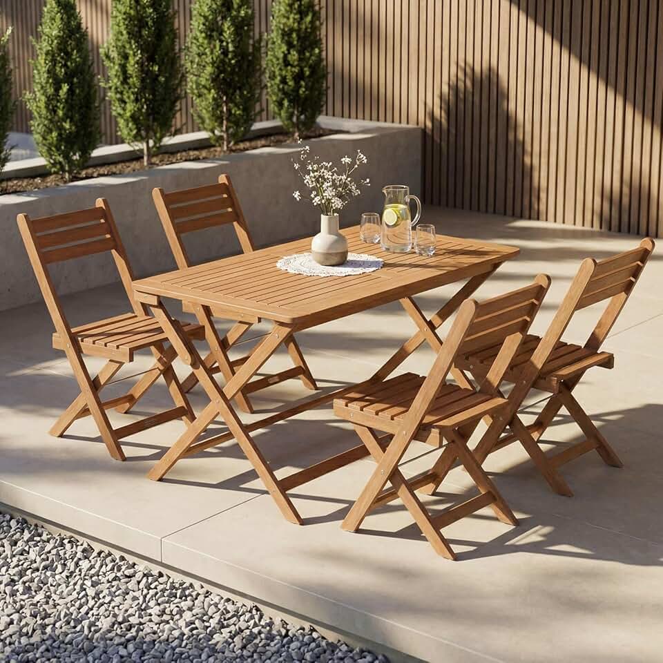 etezen - Rimini - set 4 chaises et table acacia, stable, durable