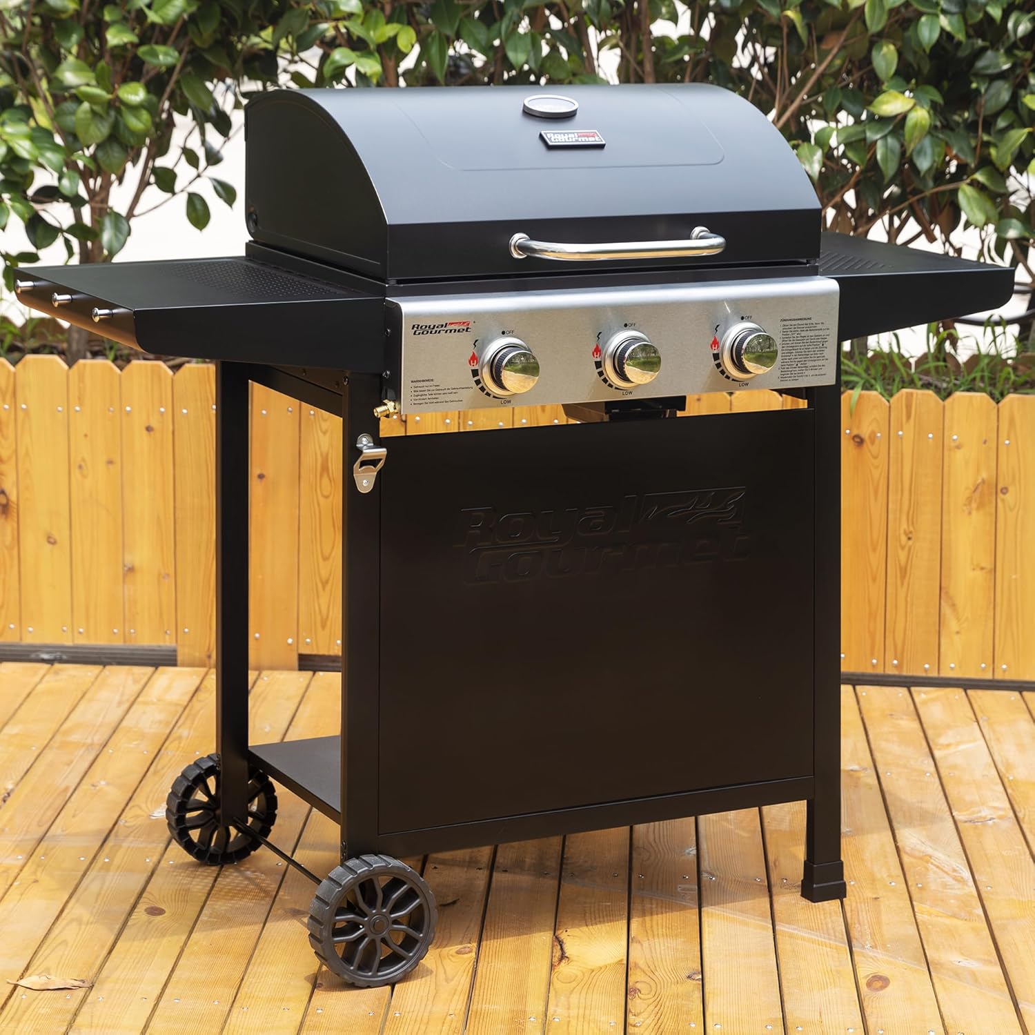 etezen – BBQ Gaz 3 brûleurs – 9kW – chariot, capot, grilles, jardin