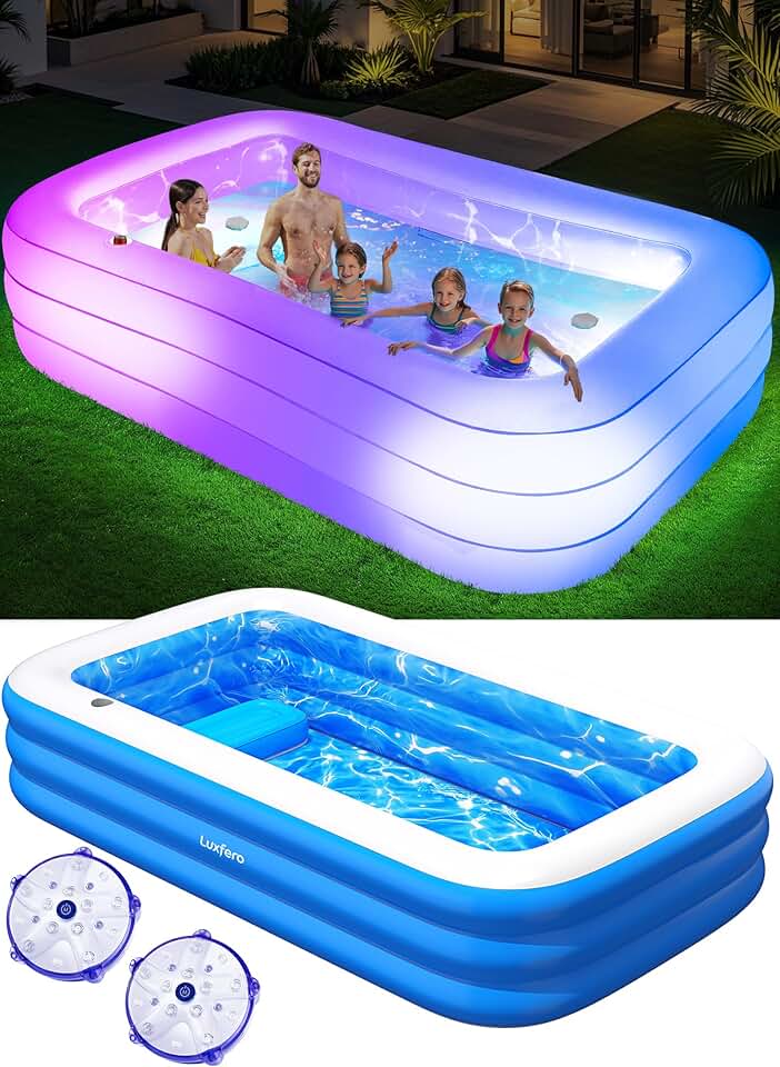 etezen – Piscine Gonflable avec siège, 280x160x50 cm, lumières, 1400L