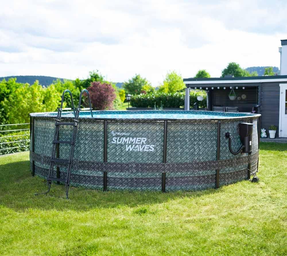 etezen - Elite Frame rotin gris - Ø488x122 cm - Piscine hors-sol