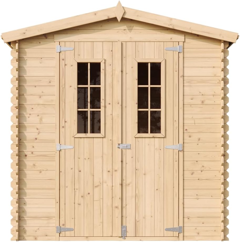 Abri de Jardin en Bois - Stockage extérieur I216xL206xH218 cm/ 3.53 m2 Petit abri à Outils, Local à vélos - Toit imperméable, fenêtres etezen M343C