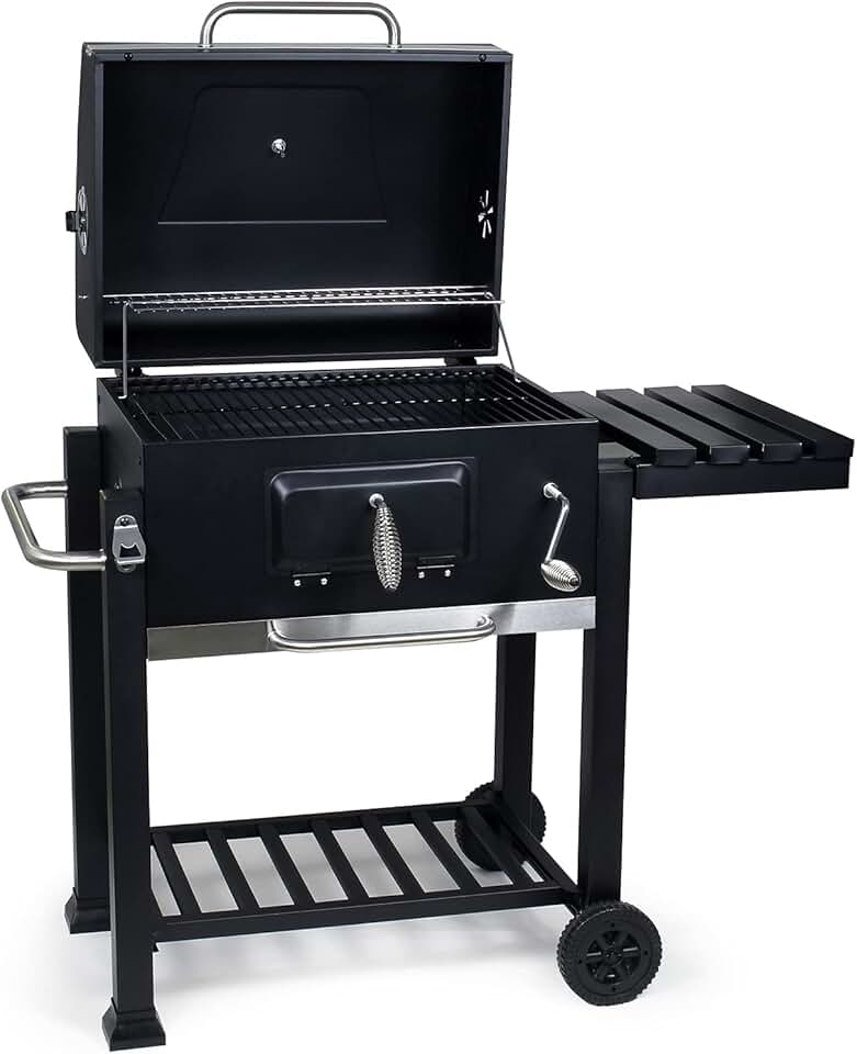 etezen - chariot barbecue - 1130x475x1000mm - thermomètre, anti-feu, rangement
