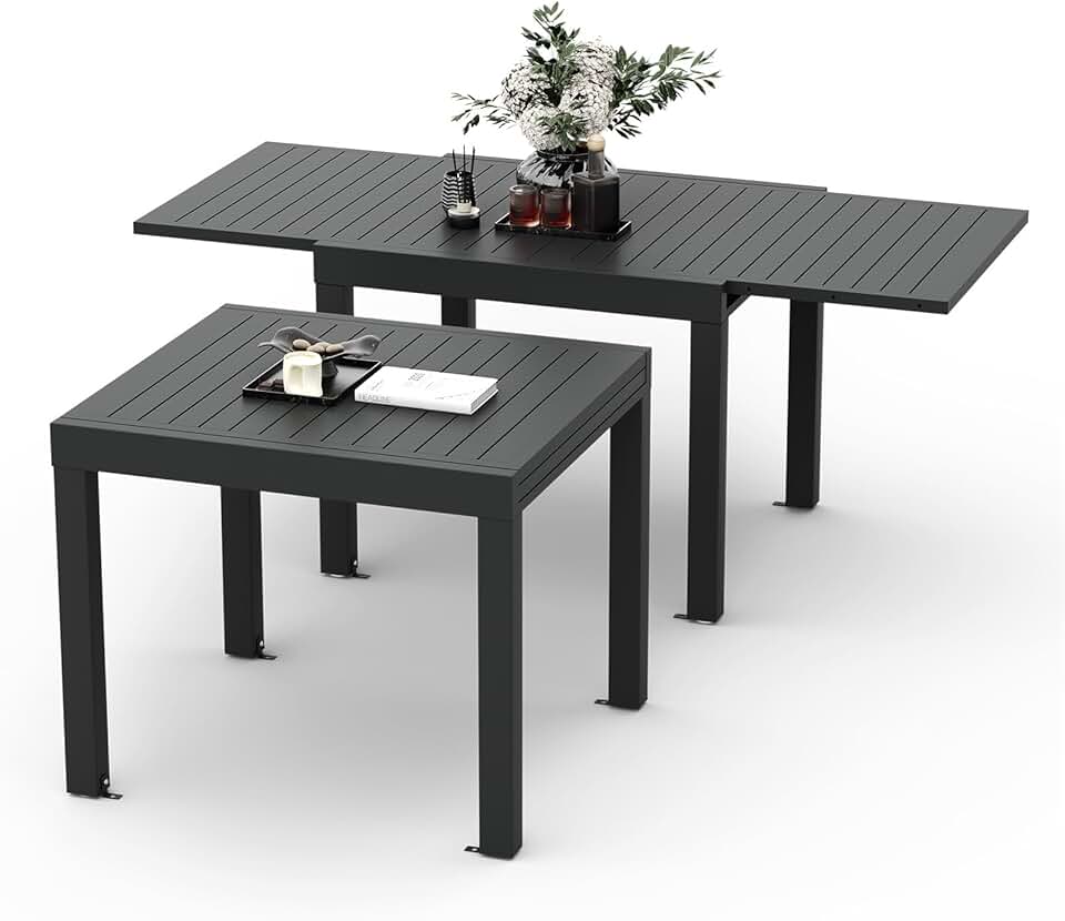 etezen - Table extensible aluminium - 80/160x80x75 cm - Résistante, gris