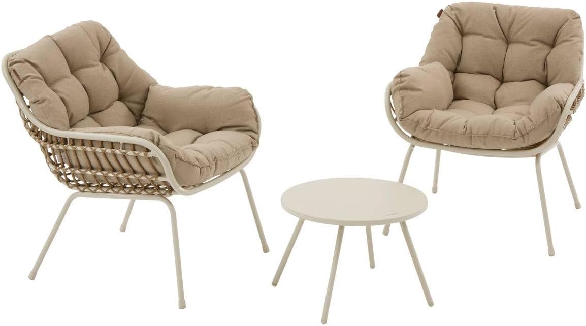 etezen - Paopao Duo - Compact, résine tressée, coussins - Argile, acier anti-corrosion