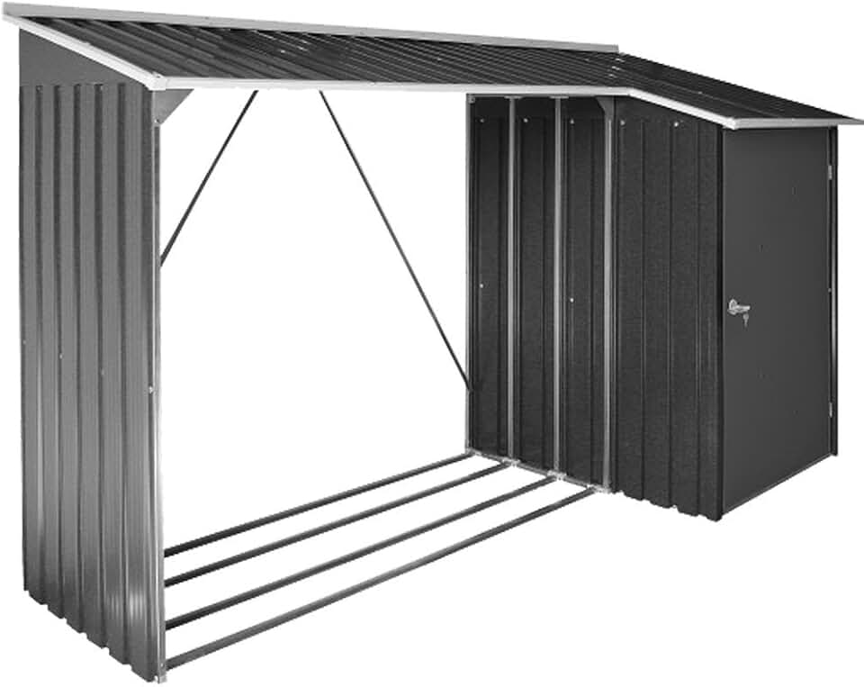 etezen - WoodStore Combo - 8x3 ft - abri bûches métal, porte cadenassable, sol surélevé