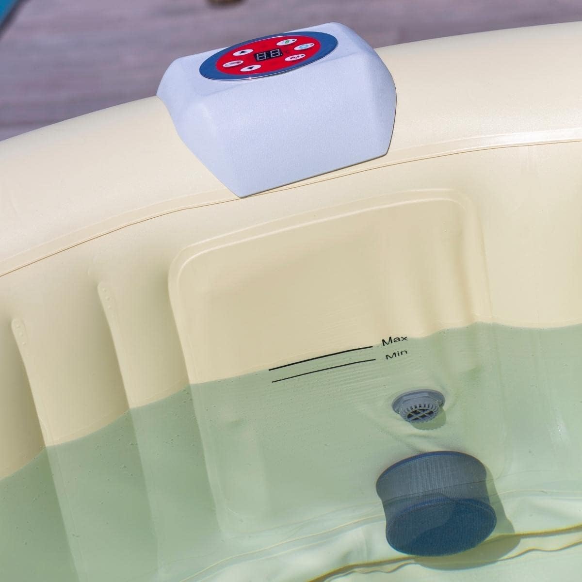 etezen Spa hydromassage Gonflable Chauffant 4-6 Personnes 185 x 65 cm Pompe Super silencieuse intégrée, Marron