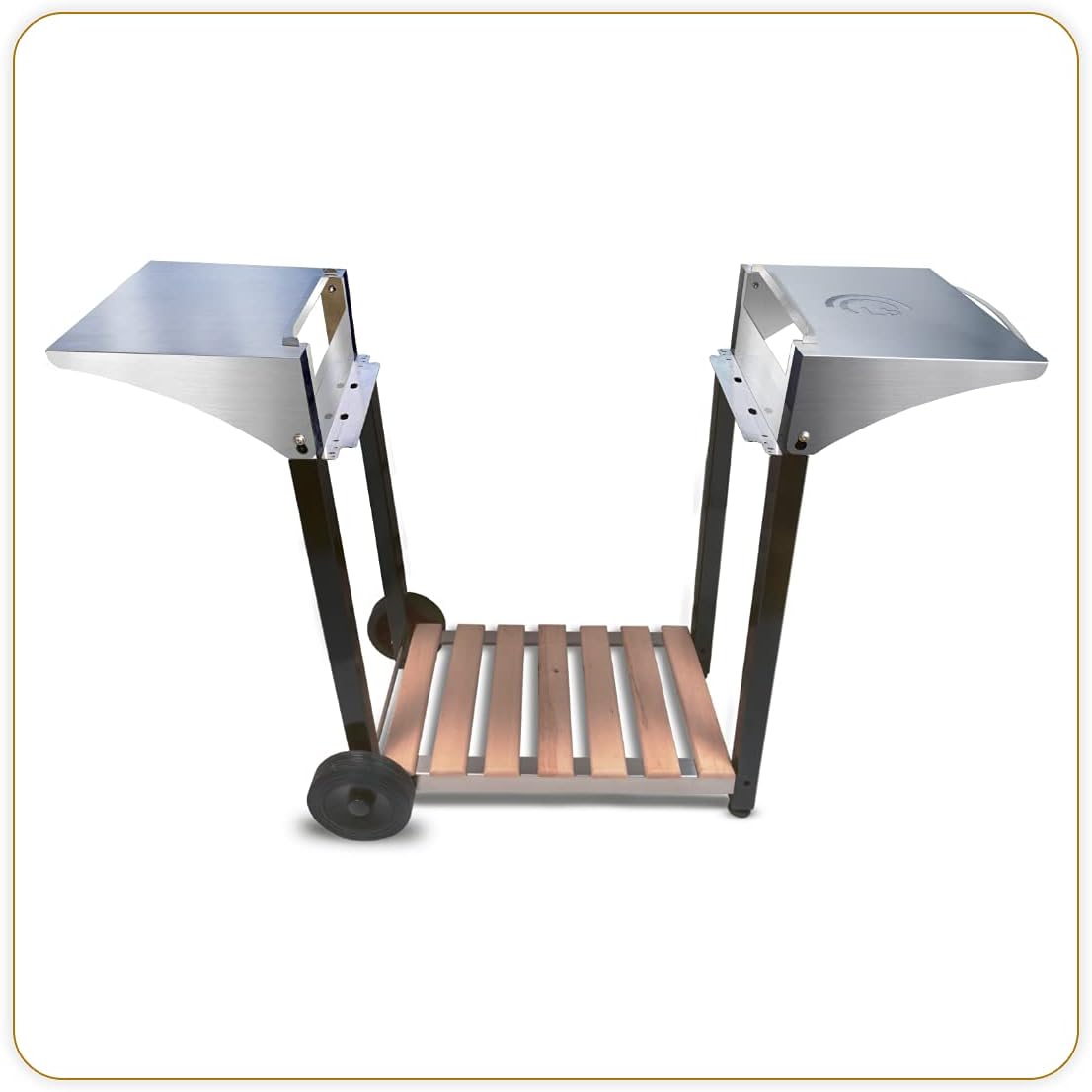 etezen - Chariot plancha Aquitaine Pro - inox/bois, roulettes, dessertes latérales - 8477