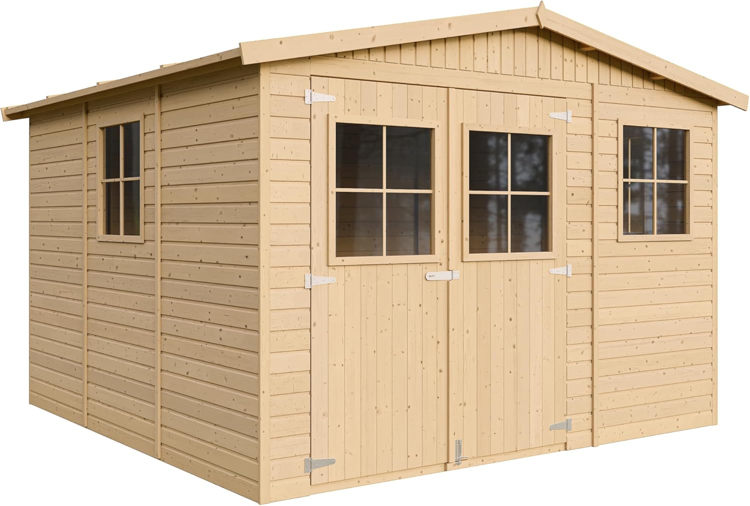 ABRI de Jardin en Bois Exterieur avec Les PLANCHERS IMPRÉGNÉ - Cabane de Jardin en Pin/épicéa- H226x316x324 cm/9 m²-Construction de Panneaux- Rangement pour vélos, Remise à Outils- etezen M335+M335G