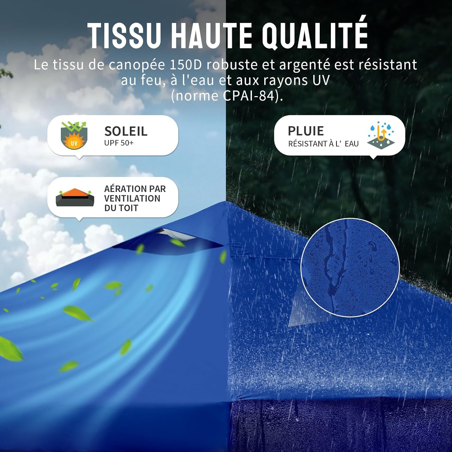 etezen - tonnelle pliante 3x3m - imperméable, UPF 50+, 4 parois amovibles