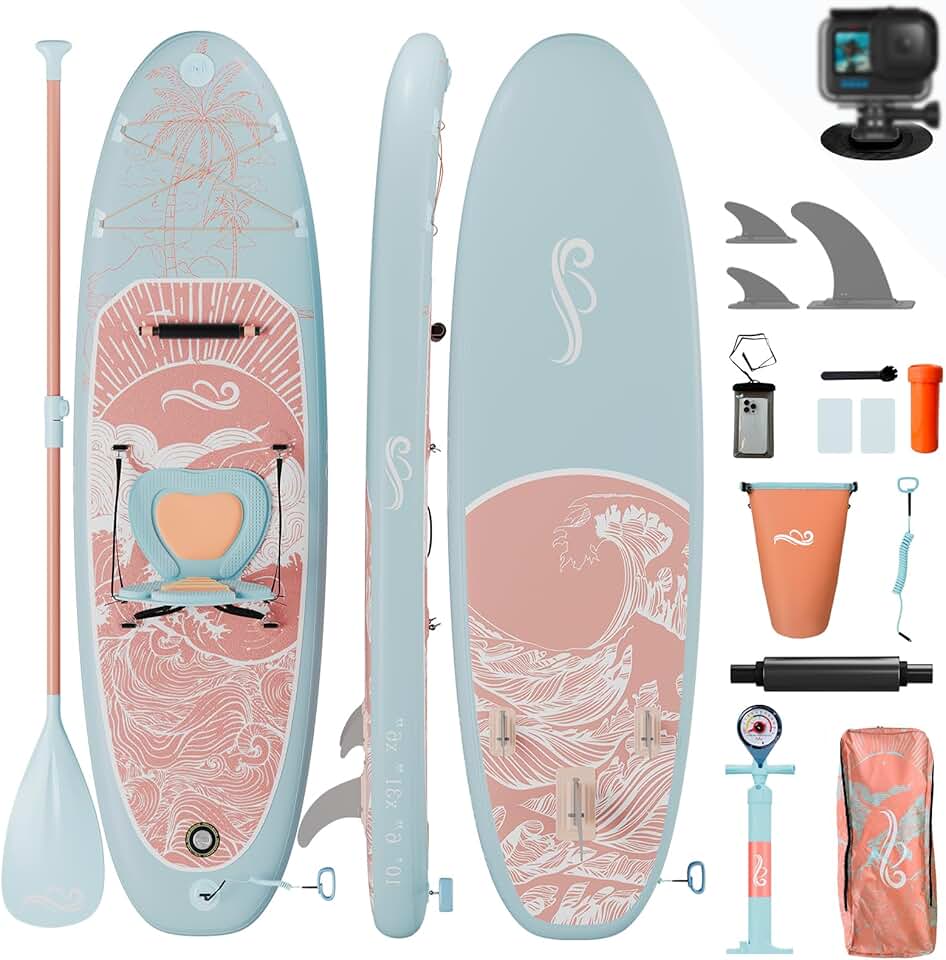etezen - Planche de paddle 320cm - 2-en-1, siège, 130kg, surf, pêche, yoga
