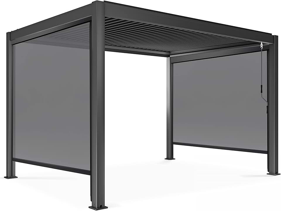 etezen - Pergola bioclimatique 3x4m autoportée - 2 stores - gris