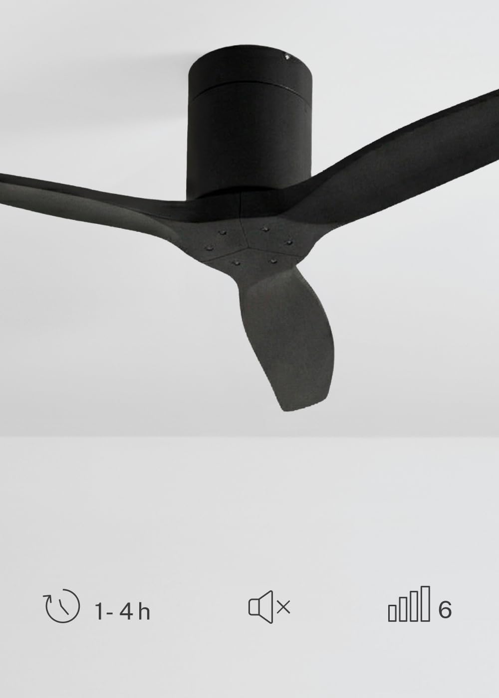 CREATE - Windcalm S - Ø112 cm - ventilateur plafond ABS noir, 6 vitesses, silencieux, télécommande