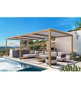 etezen Pergola Bioclimatique en Effet Bois Aluminium 3,5 x 8,5 m, Tonnelle de Jardin Extérie...