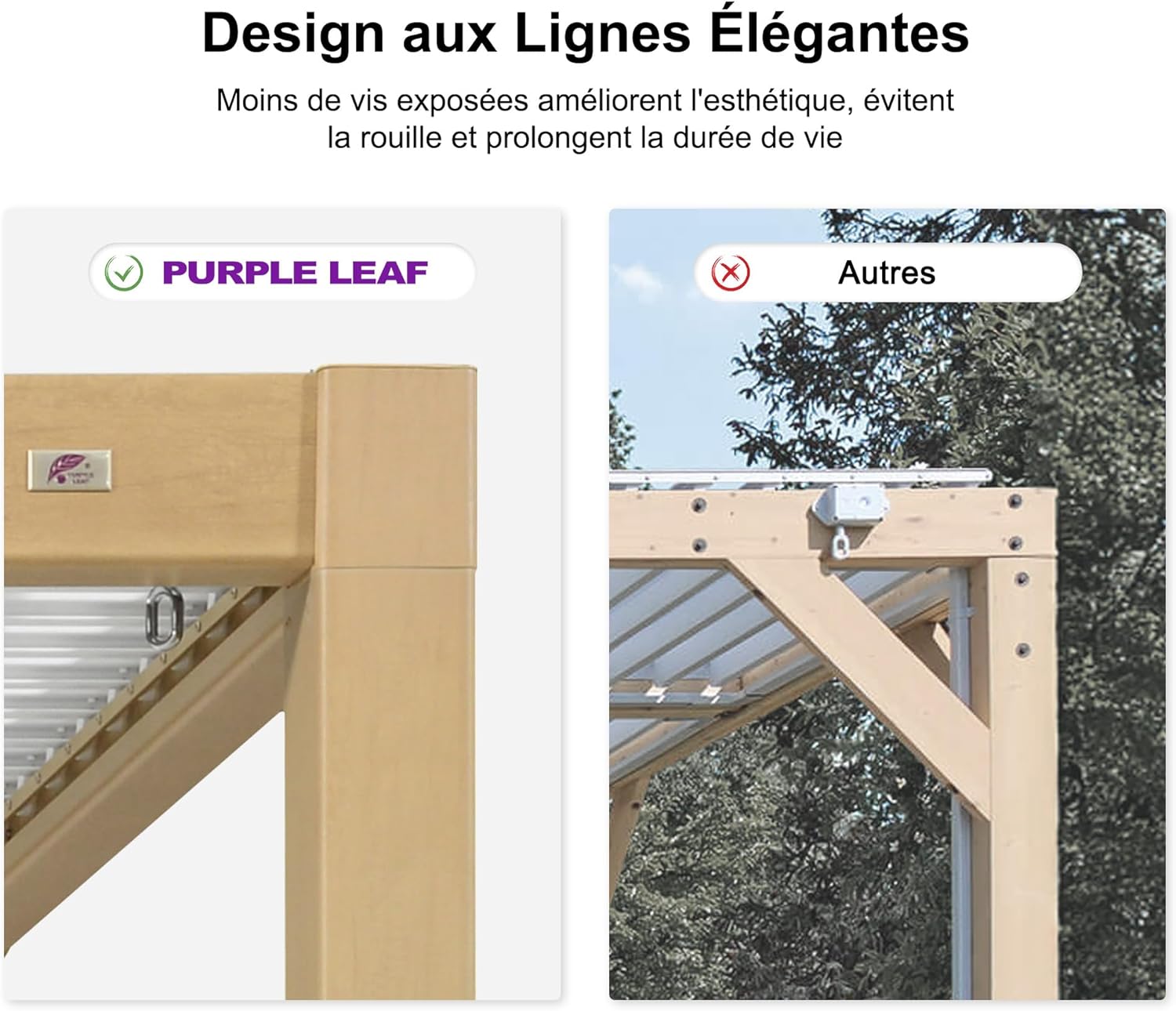 etezen - Pergola effet bois - 3.5x6.35m - LED, lames orientables, étanche