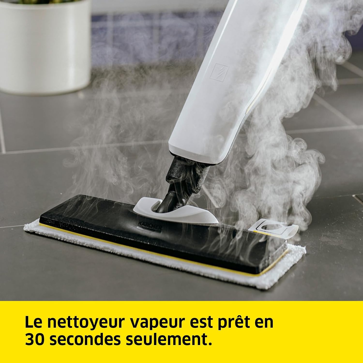 etezen Nettoyeur Vapeur SC 2 Upright, Préchauffage : 30 s, Surface : 50 m², Réservoir : 0,4 l, Puissance : 1600 W, avec Buse de Sol EasyFix, Serpillière Microfibres, Cartouche Détartrante