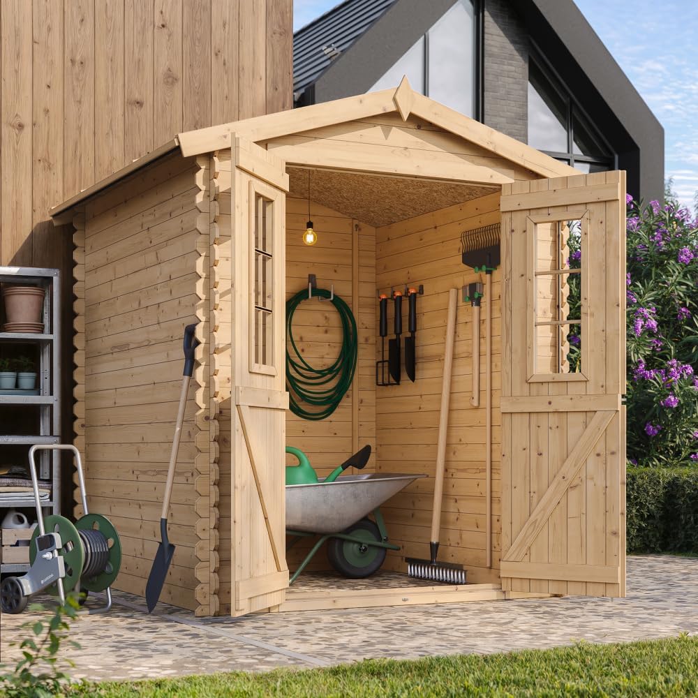 Abri de Jardin en Bois - Stockage extérieur I186xL196xH218 cm/ 2,82 m2 Petit abri à Outils, Local à vélos - etezen M320C