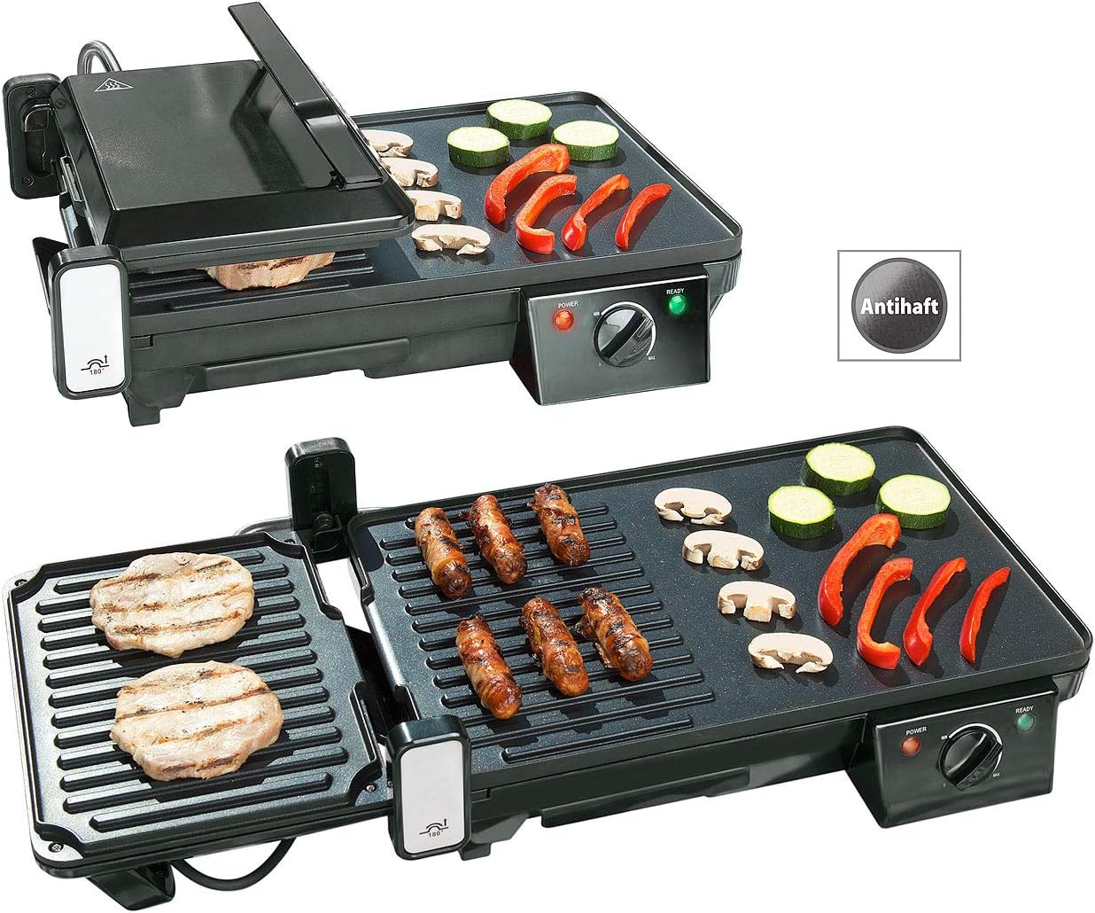 etezen - grille-plancha 2 en 1 2000W - table - cuisson rapide