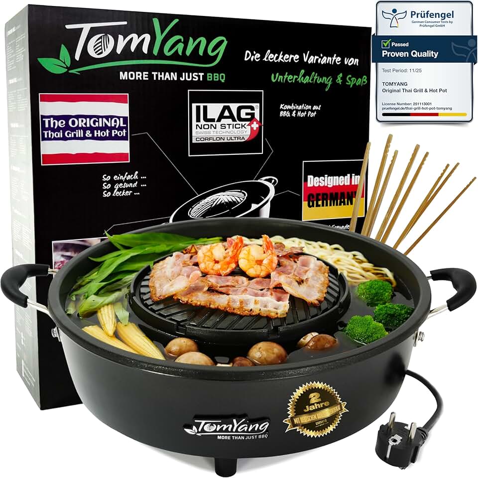 etezen - Hot Pot BBQ électrique - revêtement suisse, design allemand, vidéos recettes, barbecue de table