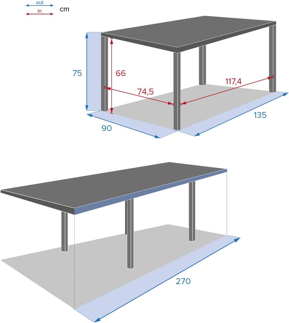 etezen - Piazza Extensible - 220/320x100cm - 10 places, aluminium epoxy